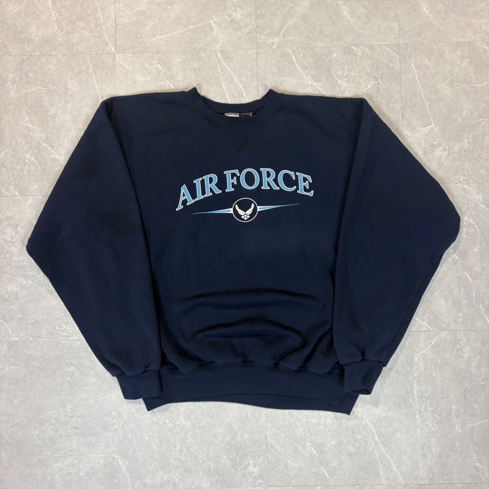 M.J. Soffe Air Force Crewneck Sweatshirt Navy Blue Graphic XL